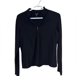 EILEEN FISHER Petite‎ PS Black Full‑Zip Top USA Made Minimalist Casual Layering